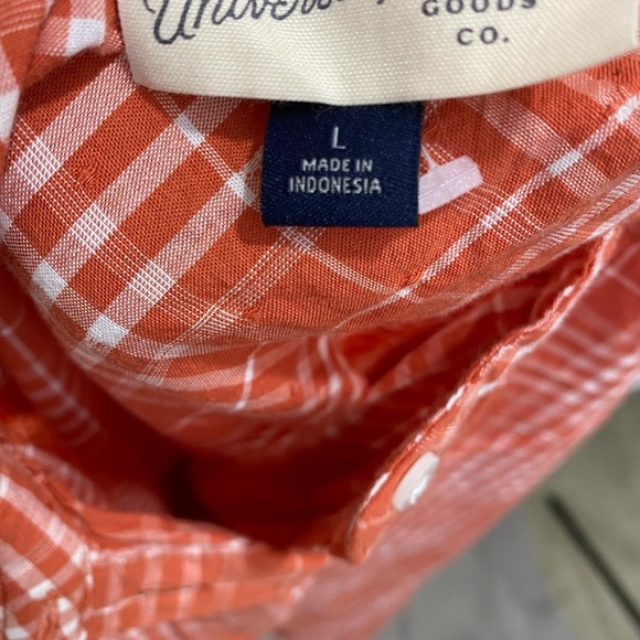 Universal Thread Orange Cream Plaid Blouse Large Lightweight Flannel Shirt NWT - Picture 10 of 11